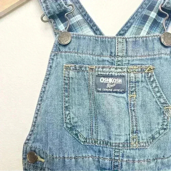 Osh Kosh B’Gosh | Toddler Plaid Flannel Lined Denim Overalls | Size 2T - Picture 3 of 10